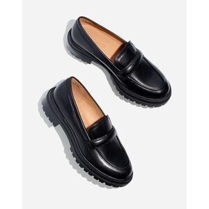 MADEWELL Womens The Bradley Lugsole Loafer 8.5 True Black Leather Slip On NWOB